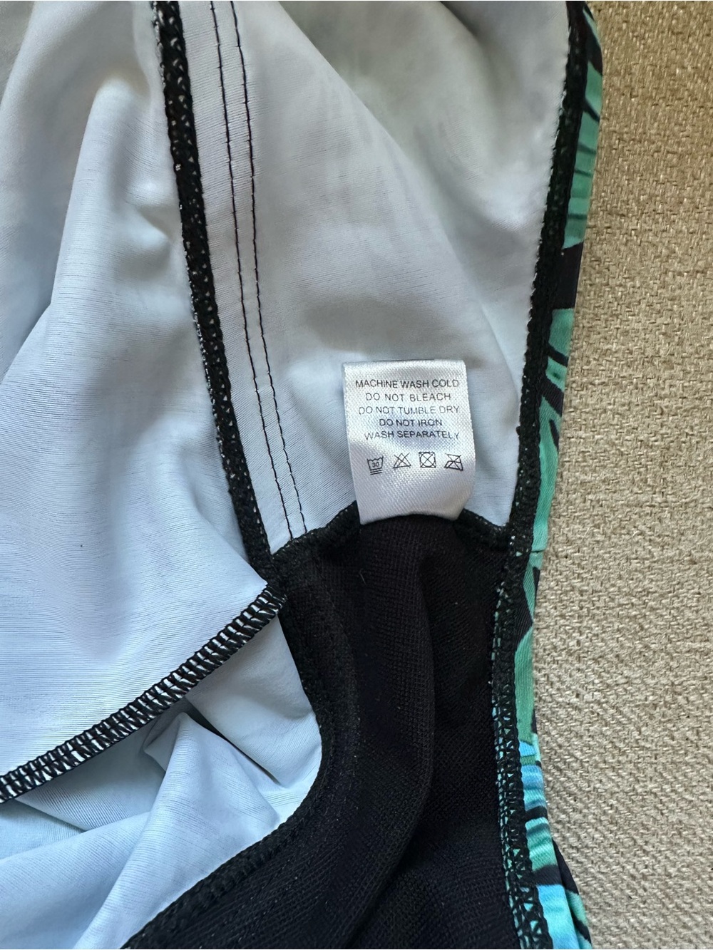 Amazon Women's Teal and Black Leaf-Print Swim Tank Top - Picture 5 of 10